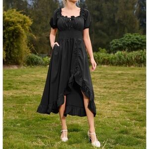 Scarlet Darkness Victorian Fairy Drawstring Pockets Renaissance Hi/Low Dress. XL